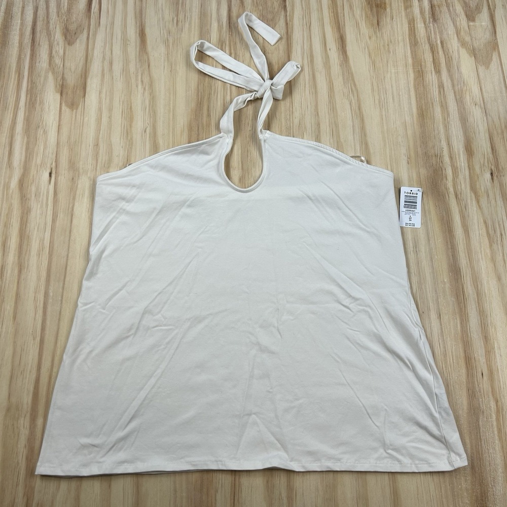 Torrid NEW Retro Chic Foxy Twist Halter Neck Top Whisper White 4X